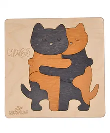 Ekoplay Hugs Cat Wooden Board Puzzle Multicolour - 7 Pieces