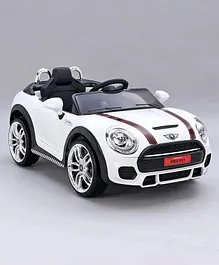 Ayaan Toys Battery Operated Ride On Minicooper Car - White