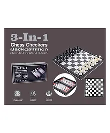 NEGOCIO 3 in 1 Travel Magnetic Chess, Checkers, Backgammon Chess Game Set with Chess Board - Multicolour