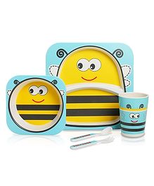 LuvLap Bamboo Fiber Bee 5 Piece Dinner Set - Multicolour