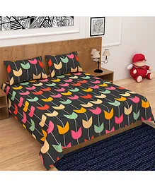 Divamee Poly Microber Cotton Double Bedsheet with 2 Pillow Covers Jaipuri Print - Multicolor
