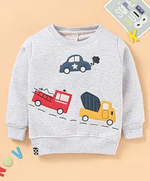 Ollypop Full Sleeves Sweatshirt Vehicle Print -  Grey