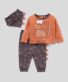 Lily and Jack Full Sleeves T-Shirt & Jogger With Bib - Orange