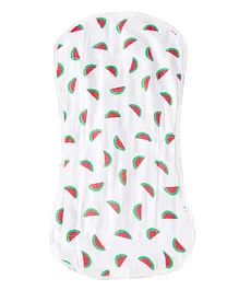 baby wish Triple Layered Premium Absorbent Watermelon Printed Large Organic Cotton Burp Cloth - Multicolour
