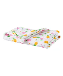 babywish Organic Cotton Muslin Swaddle Wrapper Pineapple Print - Multicolor