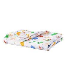 babywish Organic Cotton Muslin Swaddle Wrapper Animal Print - Multicolor