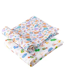 babywish Organic Cotton Muslin Swaddle Wrapper Rainbow Print Pack of 2 - Multicolor