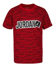 Jordan Half Sleeves Jersey Logo Print Tee - Red