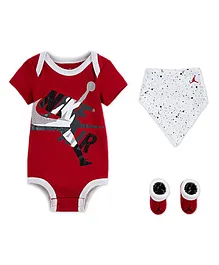 Jordan Jumpman Classics Short Sleeves Onesie With Bib & Booties - Red
