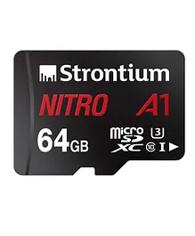 Strontium 64 gb  Micro Class A1 Memory Card - Black