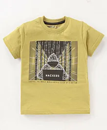 Doreme Half sleeves T-shirt Hacker Print - Yellow