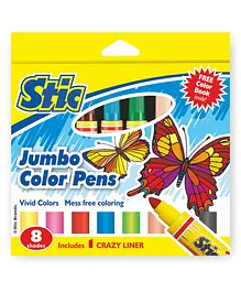 Stic Jumbo Colour Pens 8 Pieces With 1 Crazy Liner - Multicolour