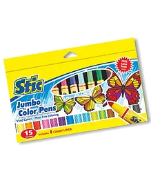 Stic Jumbo Colour Pens 15 Pieces With 1 Crazy Liner - Multicolour