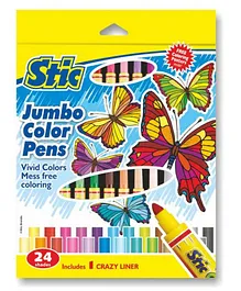 Stic Jumbo Colour Pens 24 Pieces With 1 Crazy Liner - Multicolour