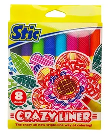 Stic Crazy Liner Sketch Pens Pack of 8 - Multicolour