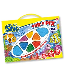 Stic Rub-a-Pix-Fish Trio Crayons Set of 28 Colours - Multicolour