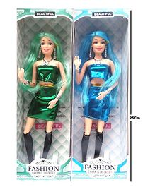 New Pinch Articulated Fashion Doll Pack of 2 Green Blue - Height 25 cm