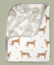 Fancy Fluff Bamboo Safari Muslin Blanket - Grey