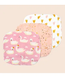 Fancy Fluff Bamboo Heart Of Gold Muslin Napkins Pack of 3 - Pink