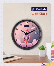 Pine Kids Wall Clock Rocket Theme - Black