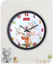 Babyhug Deer Theme Wall Clock - Black