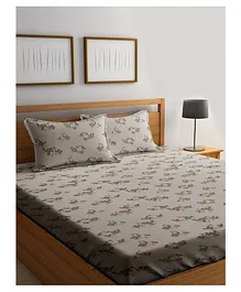 Elementary Pure Organic Cotton Double Bedsheet with 2 Pillow Covers Unicorn Theme - Beige