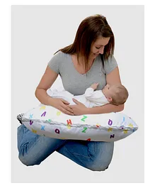 Elementary 100% Cotton Portable Nursing & Feeding Pillow Alphabets Print - Multicolour