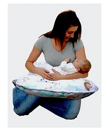 Elementary 100% Cotton Portable Nursing & Feeding Pillow Animal World Print - Multicolour