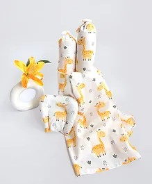 Yellow Doodle Baby Giraffe Cot Bedsheet Set - Yellow