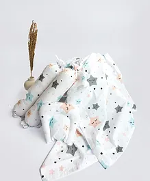 Yellow Doodle Twinkly Stars Cot Bedding Set - Grey