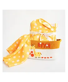 Yellow Doodle Cute Polka Organic Cotton Welcome Baby Gift Basket - Yellow