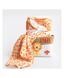 Yellow Doodle Wild and Free Organic Cotton Welcome Baby Gift Basket - Orange