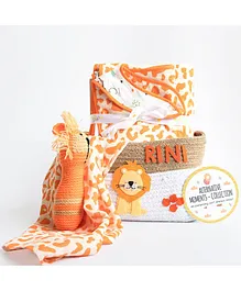 Yellow Doodle Wild & Free Organic Cotton Welcome Baby Gift Basket - Orange