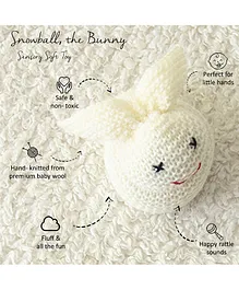 Yellow Doodle Snowball The Bunny Sensory Soft Toy White - Height 19 cm,