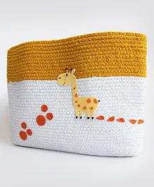 Yellow Doodle Baby Giraffe Organic Cotton Rope Basket - Multicolour