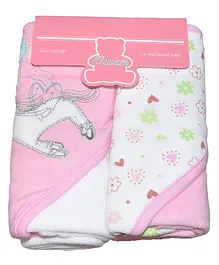 Owen Multi Print Knit Hooded Towel Pack of 2 - Pink