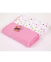 Owen 100% Cotton Butterfly Printed Thermal Blanket Pack of 2 - Pink