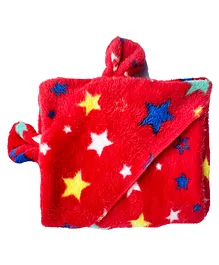 GOCHIKKO Ultra Soft Hooded Blanket Wrapper Star Print - Red