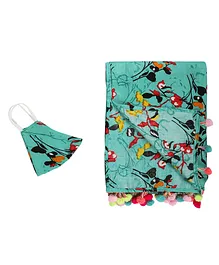 GOCHIKKO Cotton Nursing Cover With Face Mask - Blue