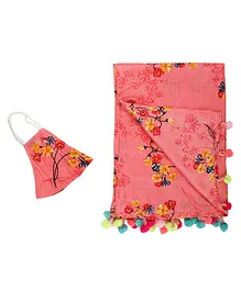 GOCHIKKO Cotton Nursing Cover With Mask Flower Print - Pink Petal