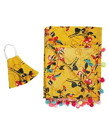 GOCHIKKO Cotton Nursing Cover With Mask Flower Print - Yellow