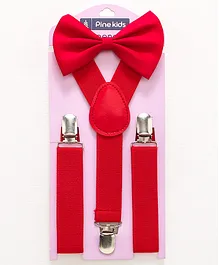 Pine Kids Bow and Suspender Set - Red