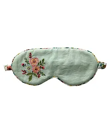 Kanyoga Eye Mask with Lavender Flower Filling Floral Embroidery - Green