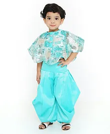 Dhyana Fashions Half Sleeves Poncho-Choli With Patiala - Sea Green