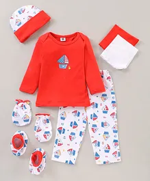 Mee Mee Clothing Gift Set Boat Print Pack Of 7 - Red White