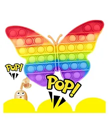 Brown Boss Kids Butterfly Shape Pop Bubble Stress Relieving Silicone Pop It Fidget Toy - Multicolour