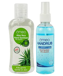 Omeo Aloe Vera Hand Sanitizer and Omeo Hand Rub Sanitizer 100 ml Each - Pack of 4