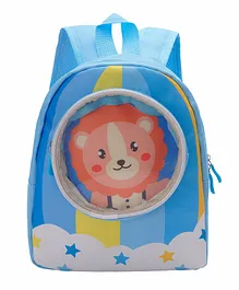 Babyhug Lion Print Backpack Blue - 10 Inches