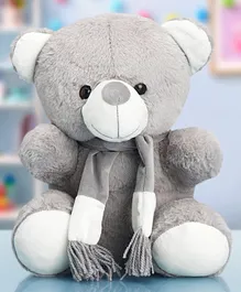 Babyhug Plush Teddy Bear with Muffler Soft Toy Grey - Height 40 cm