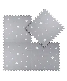 Kind & Me Interlocking Playmat Star Print Grey - 6 Pieces  